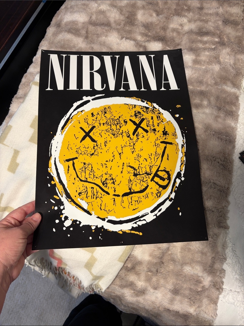 NIRVANA small Black and Yellow Grunge Smiley Poster